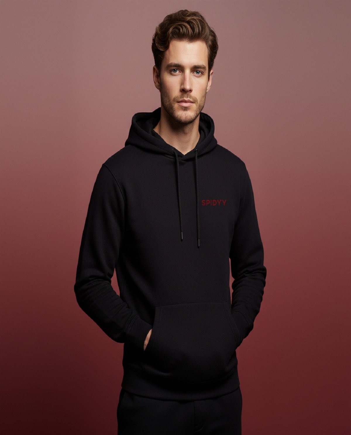 Black, Red Spider Glitch Pullover Hoodie